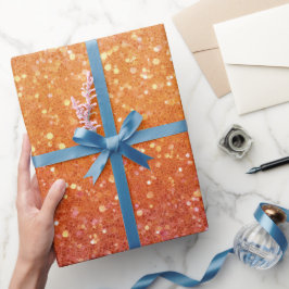 Zonsondergang Ombre Gemengd Oranje Glitter Patroon Cadeaupapier