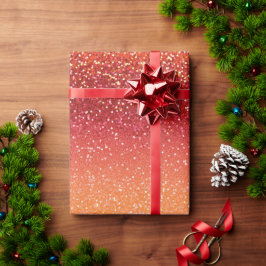 Zonsondergang Ombre Gemengd Oranje Glitter Patroon Cadeaupapier