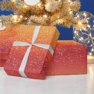 Zonsondergang Ombre Gemengd Oranje Glitter Patroon Cadeaupapier