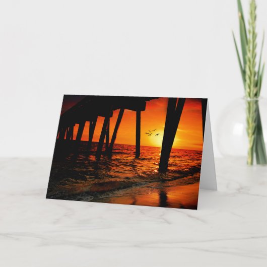 Zonsondergang onder de pier kaart (Voorkant)