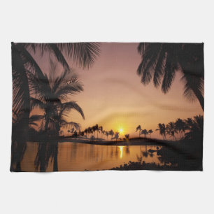 Zonsondergang op Anaeho'omalu Bay, Big Island, Theedoek