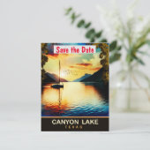 Zonsondergang op Canyon Lake, Texas, Travel Briefk Save The Date (Staand voorkant)
