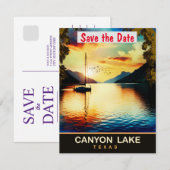 Zonsondergang op Canyon Lake, Texas, Travel Briefk Save The Date (Voorkant / Achterkant)