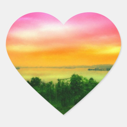 Zonsondergang op de Bodensee Hart Sticker (Voorkant)