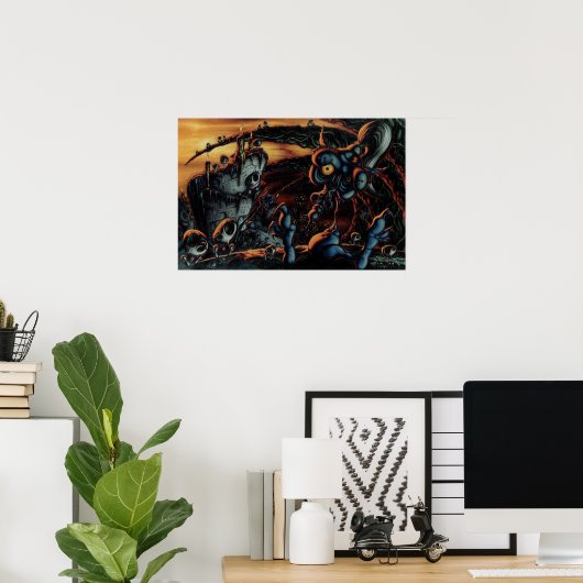 Zonsondergang op de heuvel poster (Thuiskantoor)