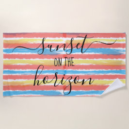 Zonsondergang op de Horizon Waterverf Stripes Strandlaken