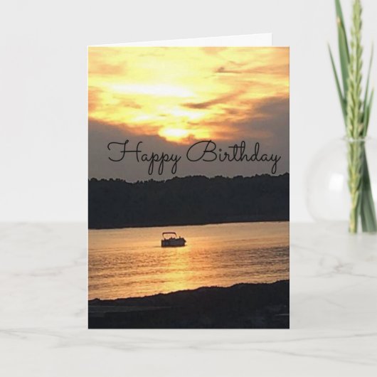 ZONSONDERGANG OP DE LAKE BIRTHDAY KAART (Voorkant)