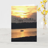 ZONSONDERGANG OP DE LAKE BIRTHDAY KAART (Gele Bloem)