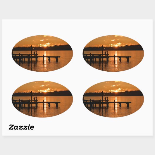 Zonsondergang op de Lake Oval Sticker (Vel)