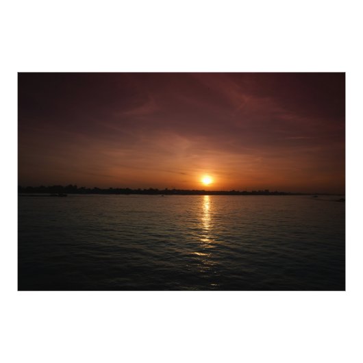 Zonsondergang op de Mekong rivier Foto Afdruk (Voorkant)