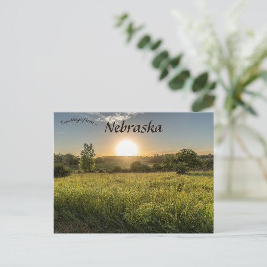 Zonsondergang op de Prairie in Omaha Nebraska Briefkaart (Staand voorkant)