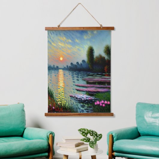 Zonsondergang op de Seine Art Hangend Wandkleed (Woonkamer)