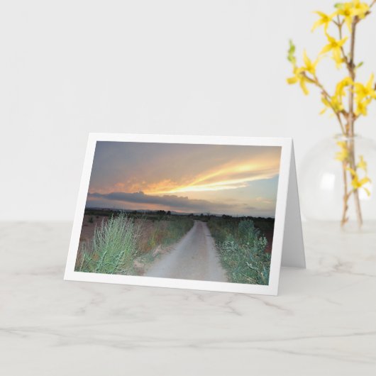 Zonsondergang op de Spaanse weg Kaart (Gele Bloem)