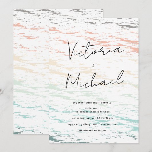 zonsondergang op de uitnodiging voor bruiloft op s (Voorkant / Achterkant)