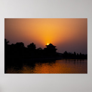 Zonsondergang op de Verboden Stad - Peking, China Poster