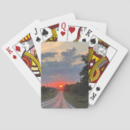 Zonsondergang op de weg Speelkaarten