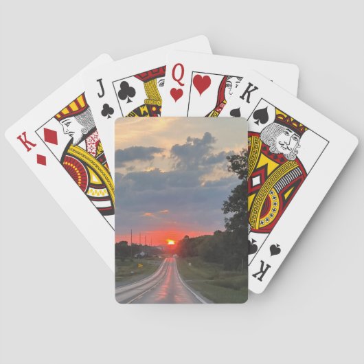 Zonsondergang op de weg Speelkaarten (Achterkant)