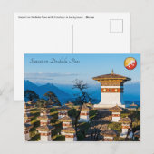 Zonsondergang op Dochula Pass - Bhutan, Himalaya Briefkaart (Voorkant / Achterkant)