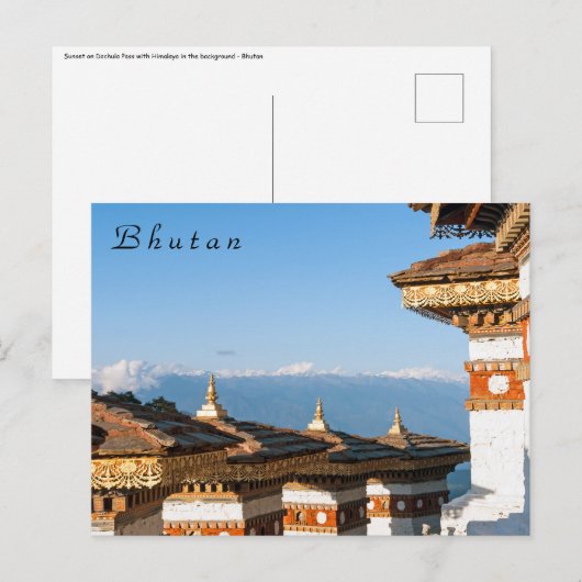 Zonsondergang op Dochula Pass - Bhutan, Himalaya Briefkaart (Voorkant / Achterkant)
