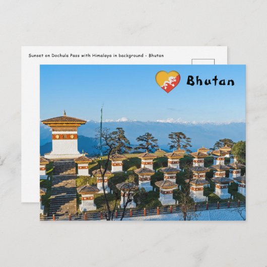 Zonsondergang op Dochula Pass - Bhutan, Himalaya Briefkaart (Voorkant / Achterkant)