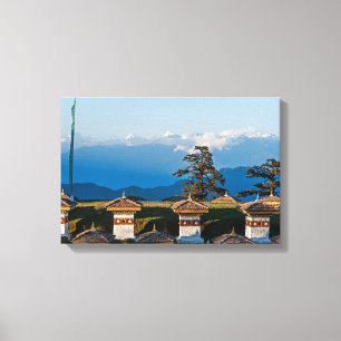 Zonsondergang op Dochula Pass - Bhutan, Himalaya Canvas Afdruk