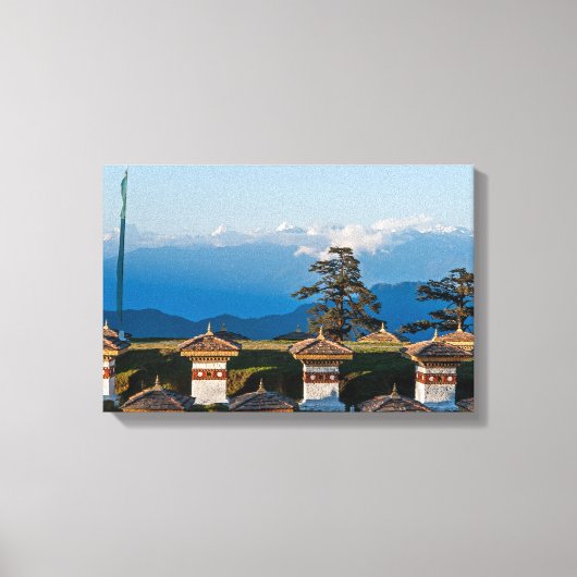 Zonsondergang op Dochula Pass - Bhutan, Himalaya Canvas Afdruk (Voorkant)