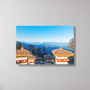 Zonsondergang op Dochula Pass - Bhutan, Himalaya Canvas Afdruk