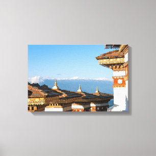 Zonsondergang op Dochula Pass - Bhutan, Himalaya Canvas Afdruk
