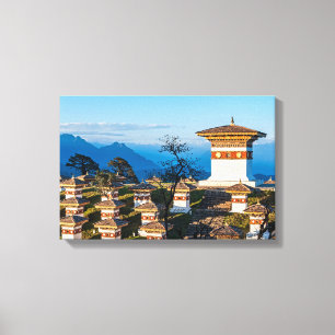 Zonsondergang op Dochula Pass - Bhutan, Himalaya Canvas Afdruk