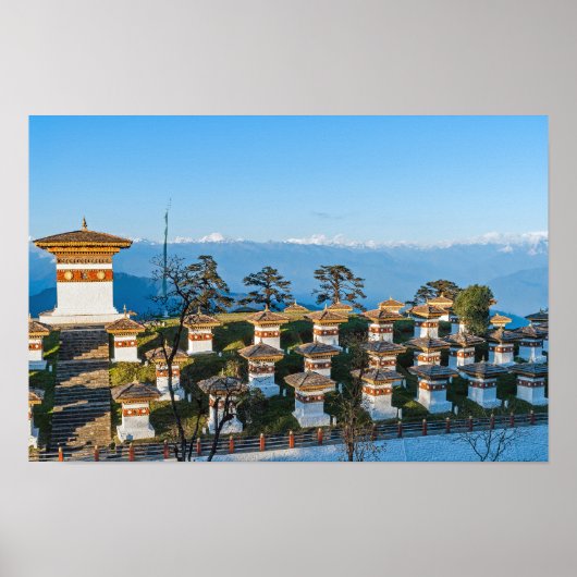 Zonsondergang op Dochula Pass - Bhutan, Himalaya Poster (Voorkant)