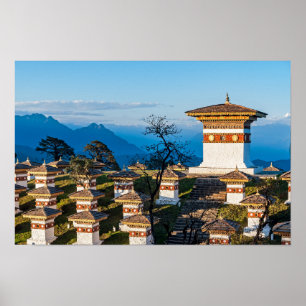 Zonsondergang op Dochula Pass - Bhutan, Himalaya Poster