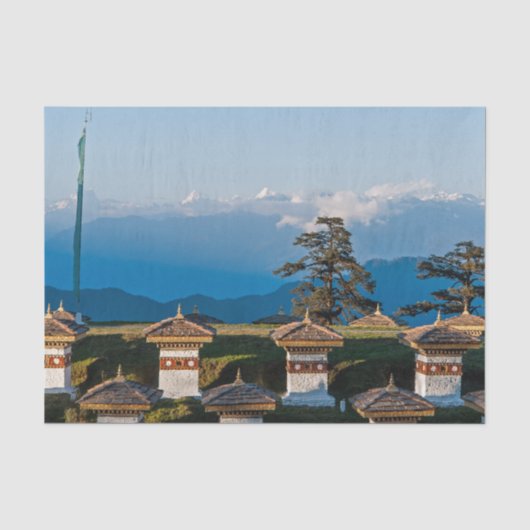 Zonsondergang op Dochula Pass - Bhutan, Himalaya Tissuepapier (Voorkant)