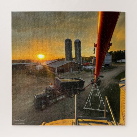 Zonsondergang op een Alberta Boerderij Legpuzzel (Verticaal)