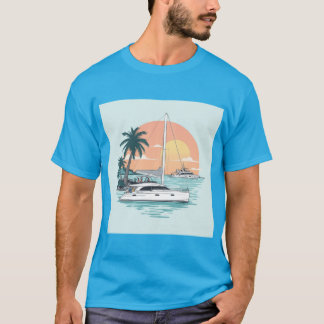 Zonsondergang op een katamaran t-shirt