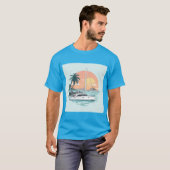 Zonsondergang op een katamaran t-shirt (Voorkant volledig)