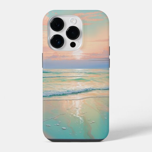 Zonsondergang op een rustig strandlandschap iPhone hoesje (Achterkant)
