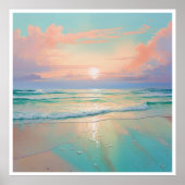 Zonsondergang op een rustig strandlandschap poster (Voorkant)