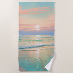 Zonsondergang op een rustig strandlandschap strandlaken