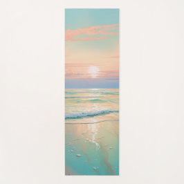 Zonsondergang op een rustig strandlandschap yogamat