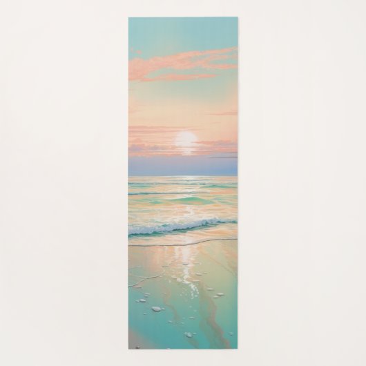 Zonsondergang op een rustig strandlandschap yogamat (Achterkant)