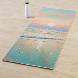 Zonsondergang op een rustig strandlandschap yogamat