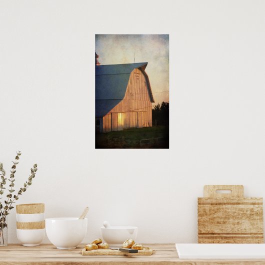 Zonsondergang op een Schuur Poster (Keuken)