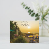 Zonsondergang op een strand in Goa, India Briefkaart (Staand voorkant)