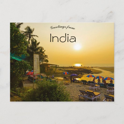 Zonsondergang op een strand in Goa, India Briefkaart (Voorkant)