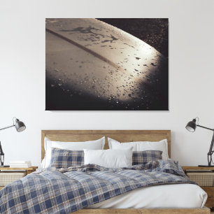 Zonsondergang op een Surfboard Stretched Canvas Afdruk