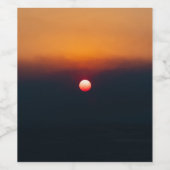 Zonsondergang op een wijnfles wijn etiket (Enkel label)