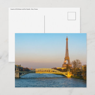Zonsondergang op Eiffeltoren en Pont Rouelle - Par Briefkaart