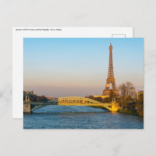 Zonsondergang op Eiffeltoren en Pont Rouelle - Par Briefkaart (Voorkant / Achterkant)