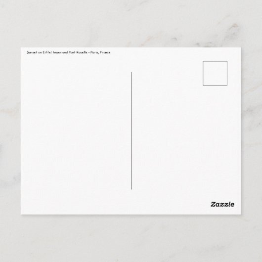 Zonsondergang op Eiffeltoren en Pont Rouelle - Par Briefkaart (Achterkant)