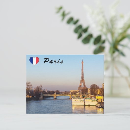 Zonsondergang op Eiffeltoren en Pont Rouelle - Par Briefkaart (Staand voorkant)